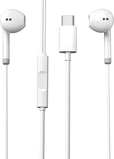 USB-C Handsfree Earphones Noise-canceling Microphone Control Buttons Length 1.2m White
