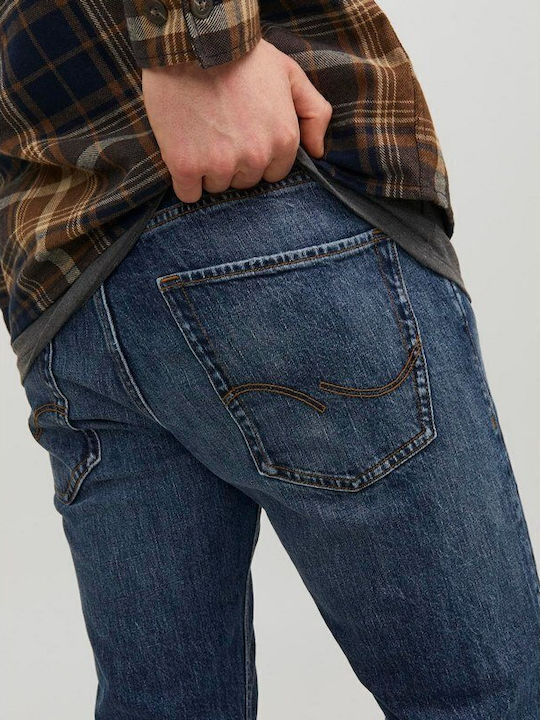 Mike Men's Jeans Pants with Regular Tapered Fit Blue Denim