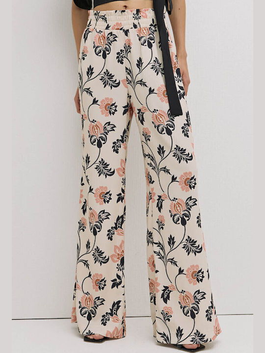 Women's High-waisted Fabric Trousers with Elastic in Regular Fit
