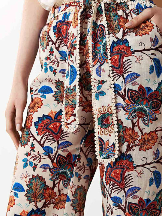 Women's High-waisted Fabric Trousers with Elastic in Regular Fit