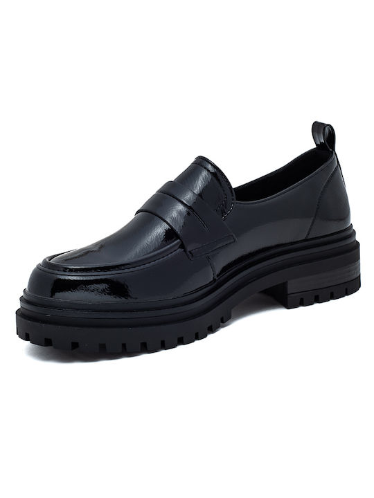 Laura Virgili Patent Leather Women's Moccasins in Black Color