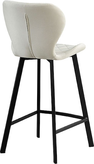 Табуретка Бар с гръбнак Текстил Martin Off White 2бр 48x46x65бр