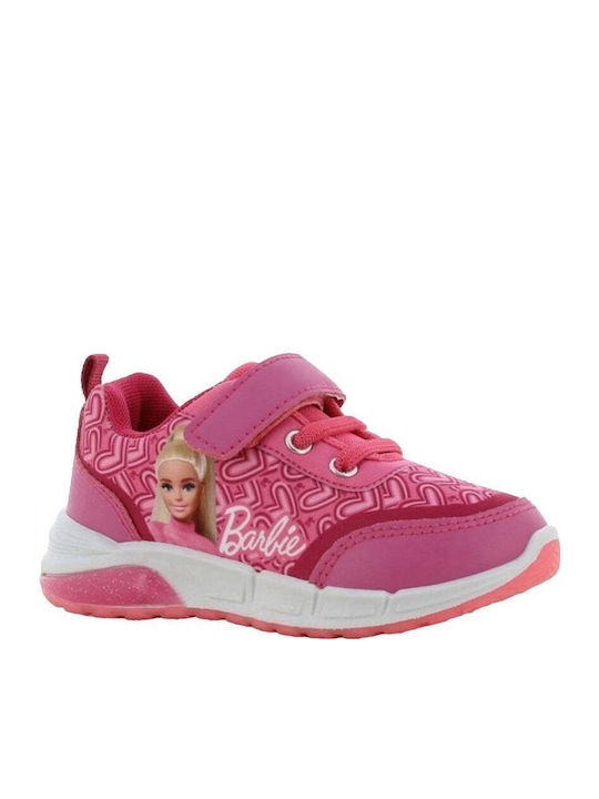 Disney Barbie Παιδικά Sneakers Ανατομικά με Σκρατς & Φωτάκια Φούξια