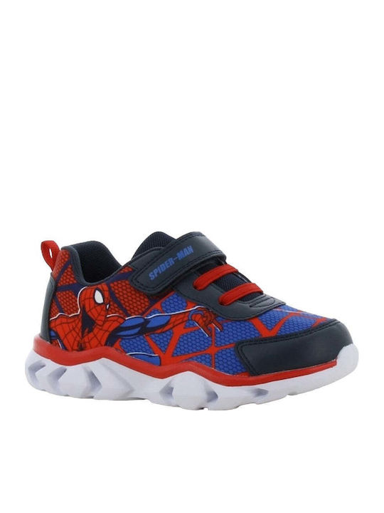 Παιδικά Sneakers Ανατομικά με Σκρατς & Φωτάκια Μπλε
