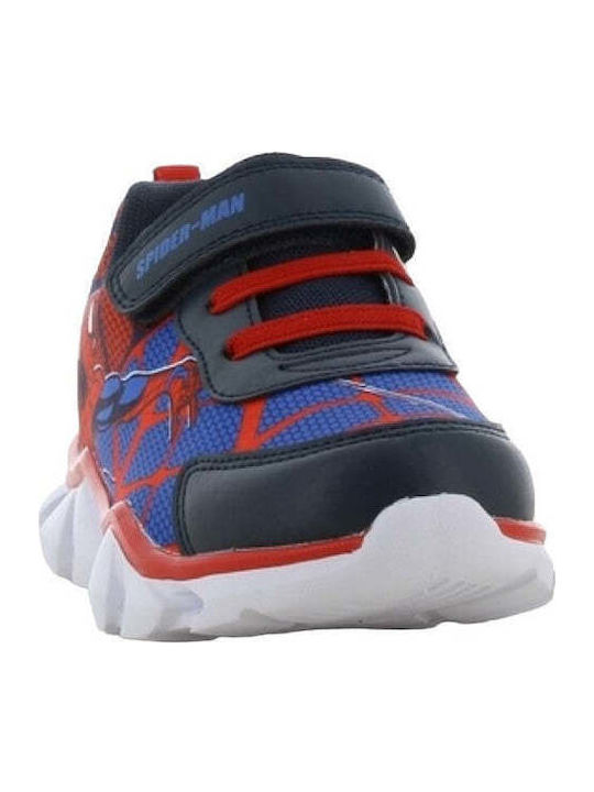 Παιδικά Sneakers Ανατομικά με Σκρατς & Φωτάκια Μπλε