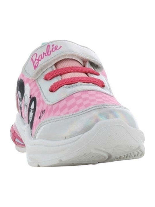 Barbie Παιδικά Sneakers Ανατομικά με Σκρατς & Φωτάκια Ασημί