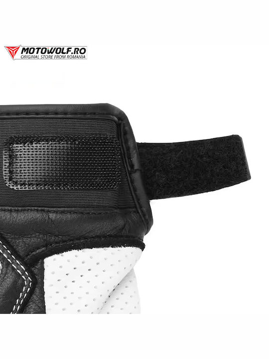 Motowolf Ανδρικά Γάντια Μηχανής Δερμάτινα Αδιάβροχα Μαύρα