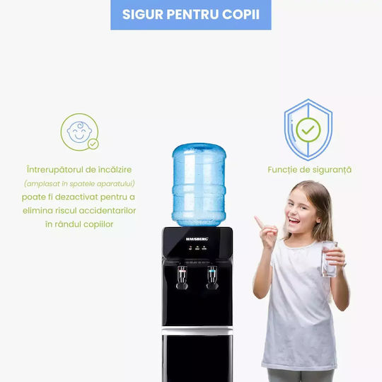 Hausberg Dozator De Apă În Picioare Pe Podea Pentru Sticlă Inoxidabil Cu Dulap Cu Capacitatea De Apă Rece 1.5lt/h