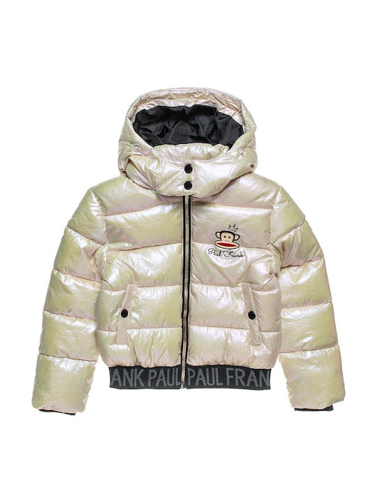 Kids Short Double Sided Fur with Hood Gold