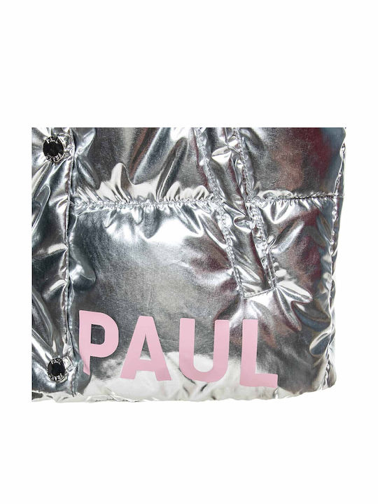 Kids' Quilted Jacket Double Sided with Hood Silver