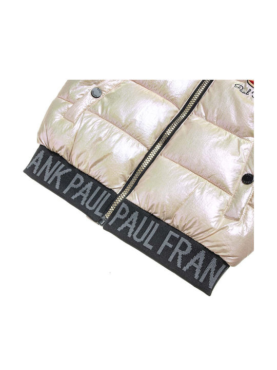 Kids Short Double Sided Fur with Hood Gold
