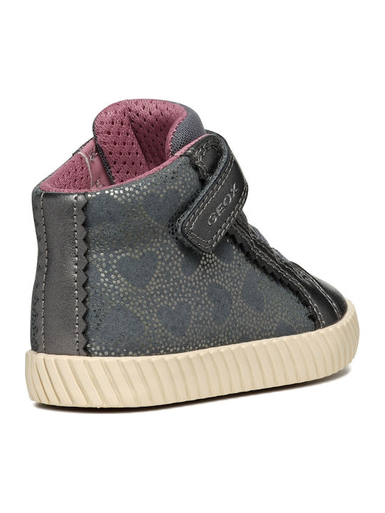 Leather Kids Boots with Velcro Gray
