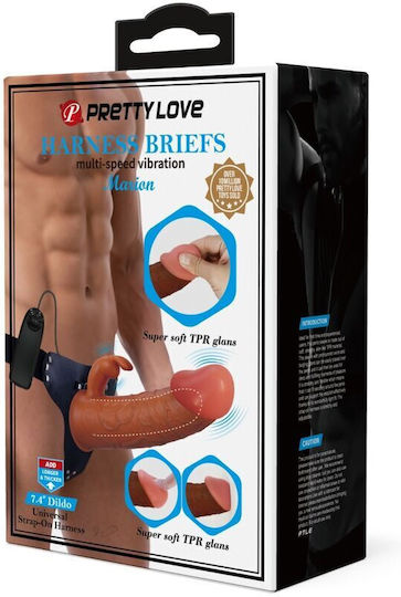 Pretty Love Universal Gurtzeug mit Doppelter Dildo und Vibration in Braun Farbe