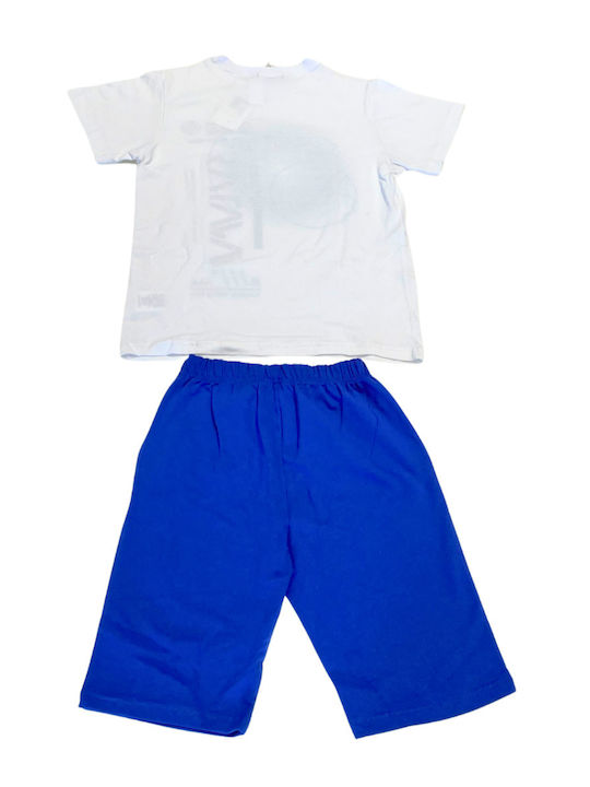 Kids' Set with Shorts Summer 2pcs White, Royal Blue