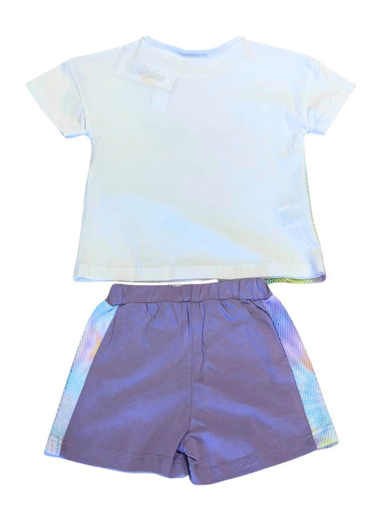 Kids' Set with Shorts Summer 2pcs White, Lilac