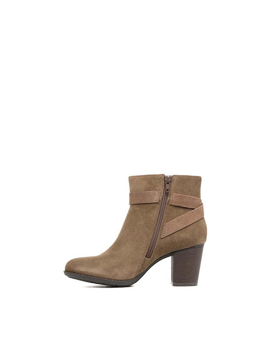 Clarks Enfield Catifea Botine pentru femei cu toc mediu Verde