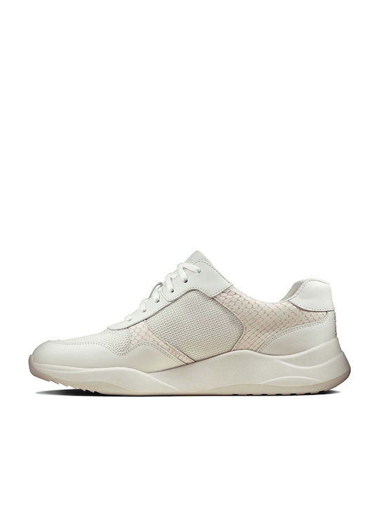 Clarks Femei Sneakers White Soft Leather