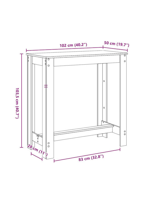 Τραπέζι Μπαρ Ξύλινο Καφέ 102x50x103.5εκ.