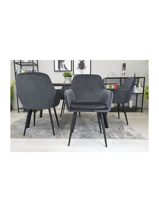 Stühle Speisesaal Gray And Black 1Stück 57.5x56.5x86.5cm