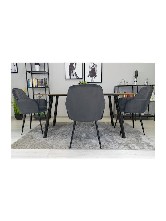 Stühle Speisesaal Gray And Black 1Stück 57.5x56.5x86.5cm