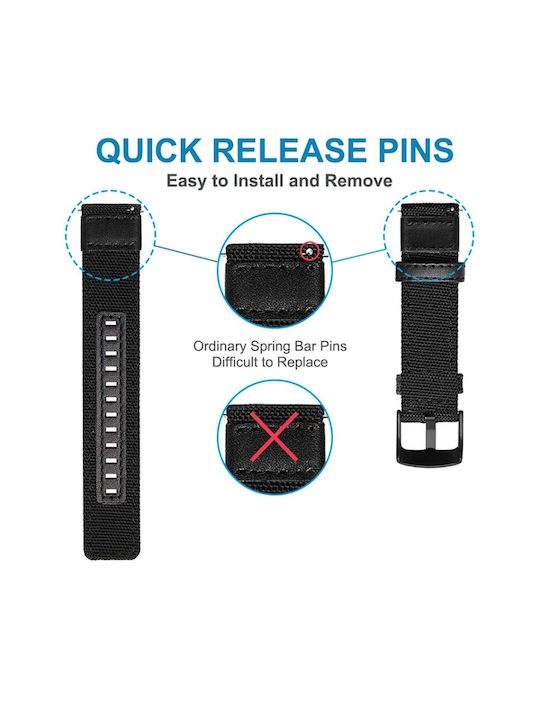Leather Nylon Λουράκι Μαύρο (Amazfit T-Rex) Leather Nylon Λουράκι Μαύρο (Amazfit T-Rex)