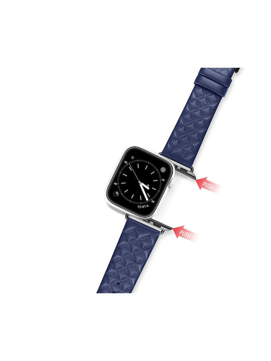 Dux Ducis Rhombus Pattern Curea Piele Albastru (Apple Watch 38/40/41/42mm)