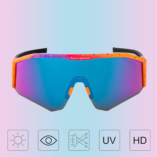 Rockbros Cycling Glasses with Purple Frame & Polarized Lenses