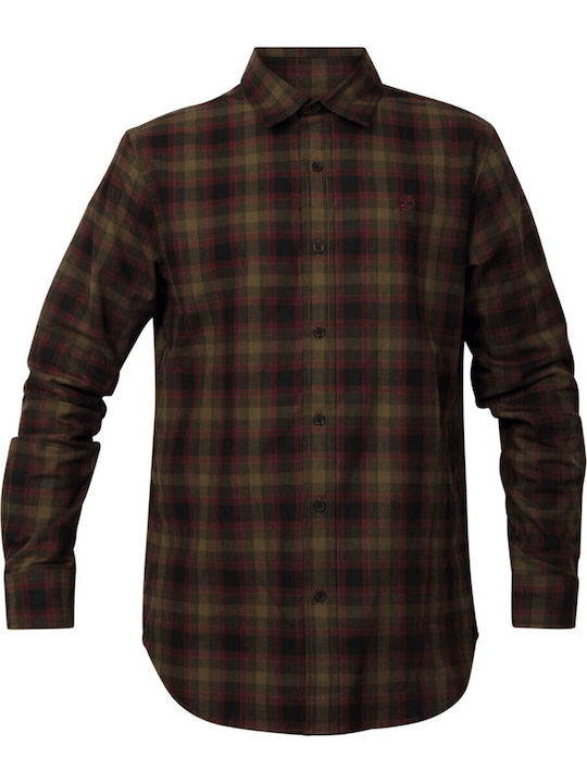 Long-sleeved Flannel Shirt Checked Khaki/Black