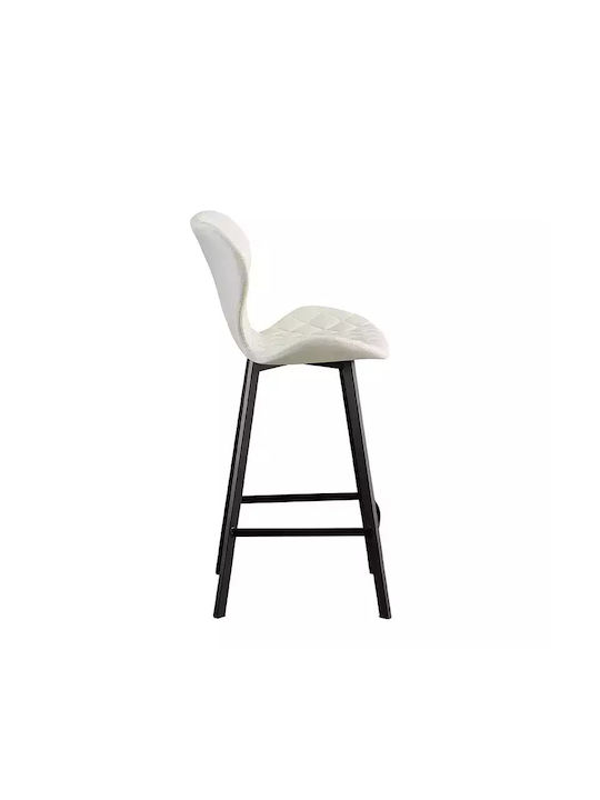 Stool Bar with Backrest Upholstered with Fabric Martin Off White 2pcs 48x46x73cm