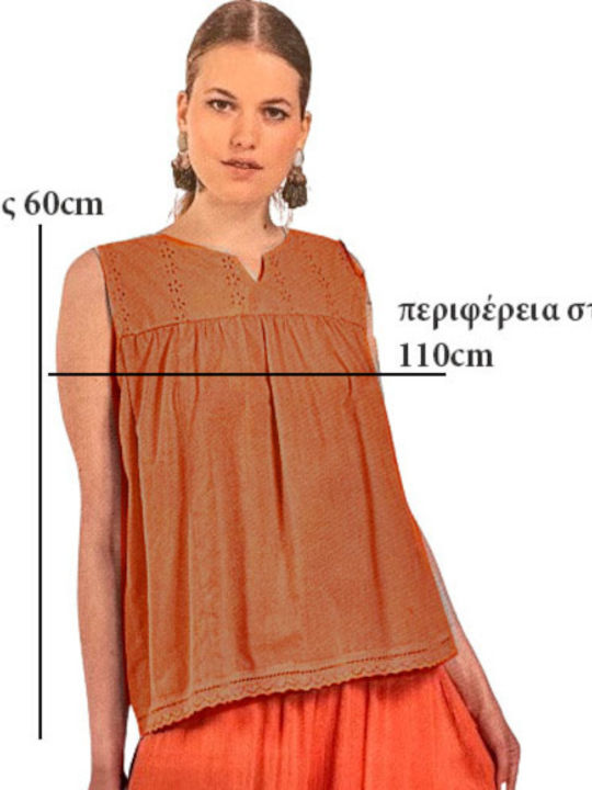 Platinum Fashion Women's Blouse Sleeveless Rust