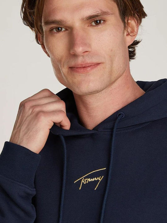 Tommy Hilfiger Signature Ανδρικό Φούτερ με Κουκούλα Dark Night Navy