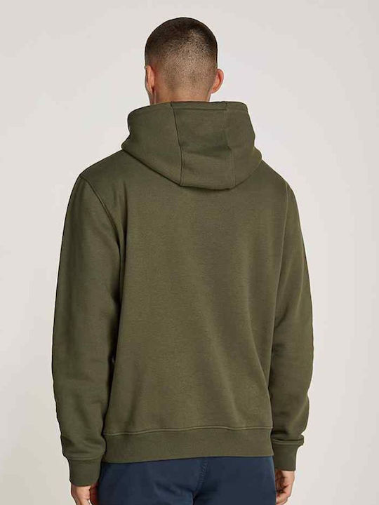 Tommy Hilfiger Flag Men's Sweatshirt with Hood Fatigue Green