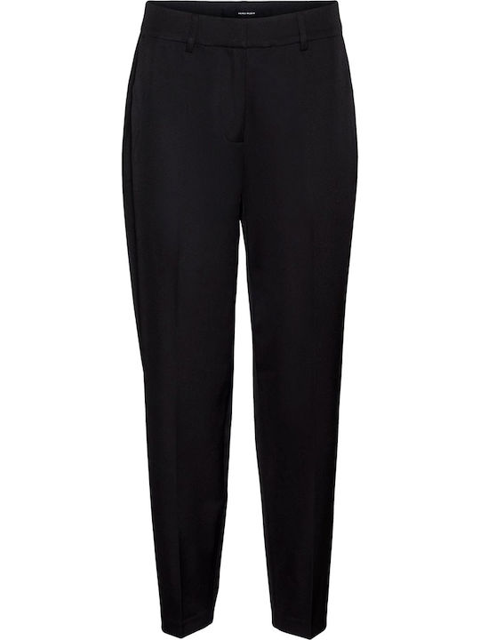 Women's Fabric Trousers Tapered Line Black
