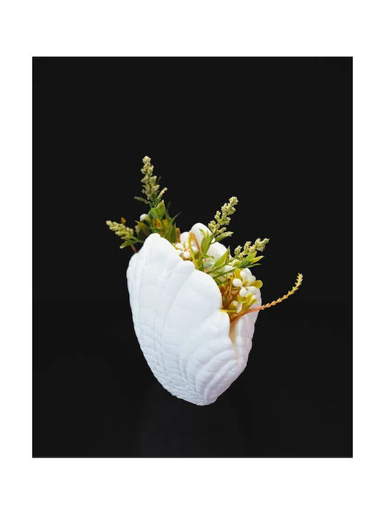 Διακοσμητικό Βάζο Kunststoff Shell Vase Weiß 12x8x16cm 1Stück