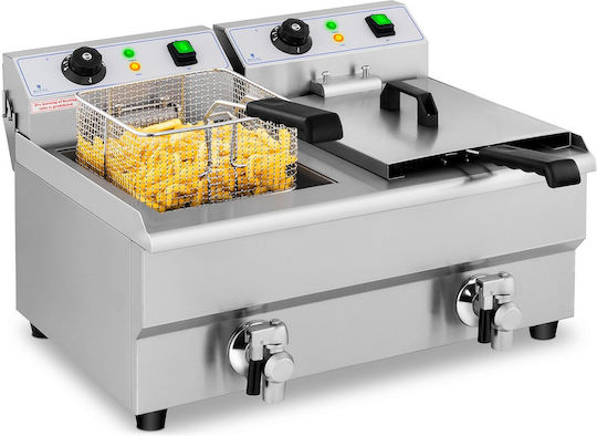 Friteuză electrică dublă comercială cu robinet 230 V 2 x 3000W 2 x 10 L
