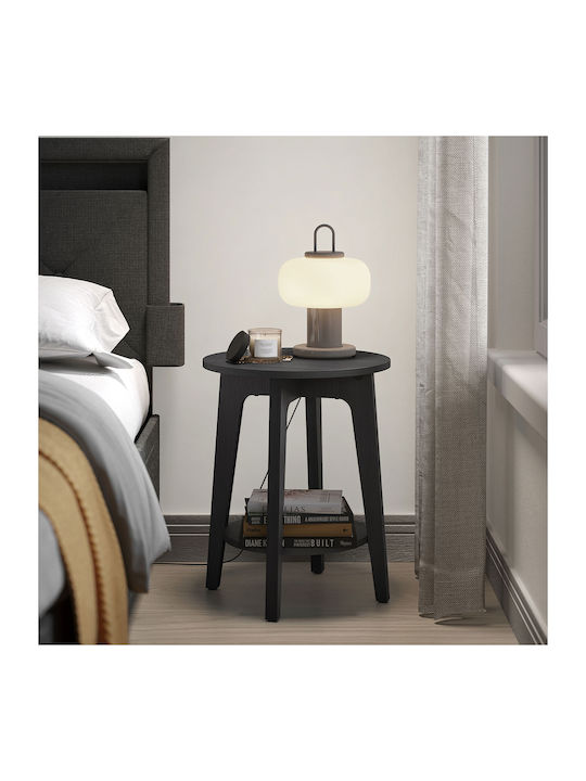 Round Black Wooden Side Coffee Table W40xL40xH50cm