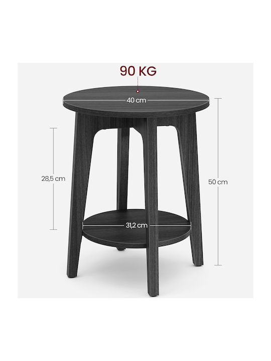 Round Black Wooden Side Coffee Table W40xL40xH50cm