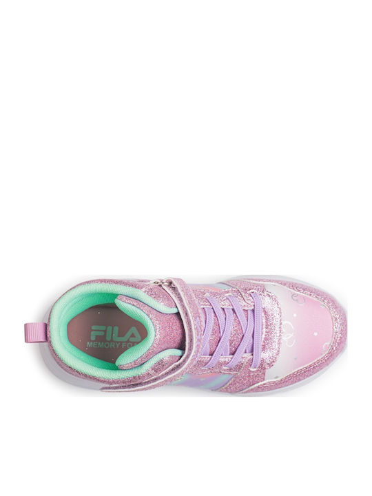 Kinder Sneakers Hoch Anatomisch mit Klettverschluss & Lichtern Rosa