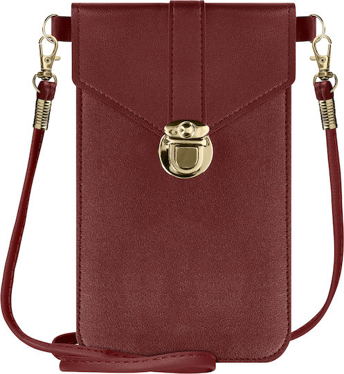 Crossbody-Handytasche Smartphone-Touch-Fenster Riemen 1,4m Burgunderrot
