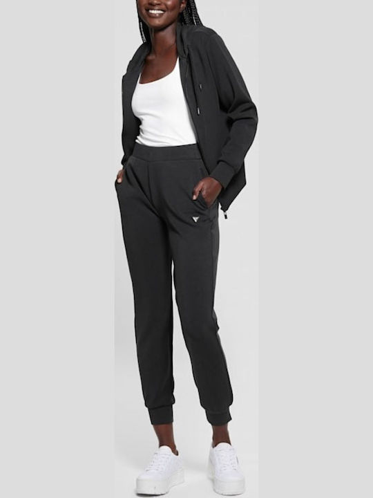 Long Women's Sweatshirt Jacket Hooded Black