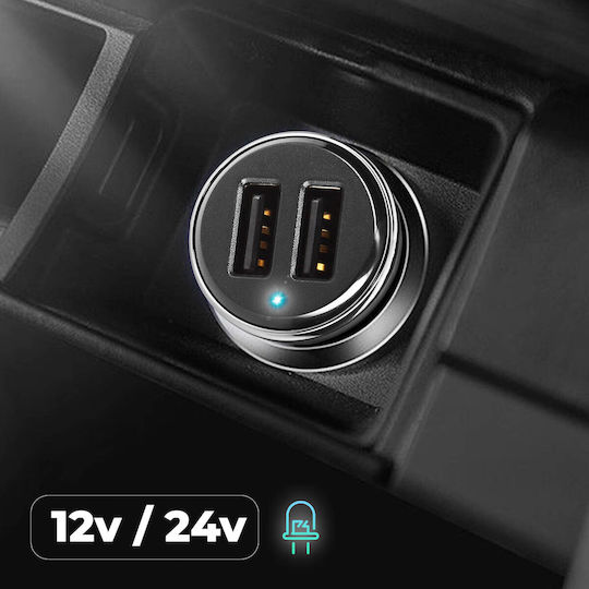 2400ma Usb 2 Port Car Charger Led Charge Indicator