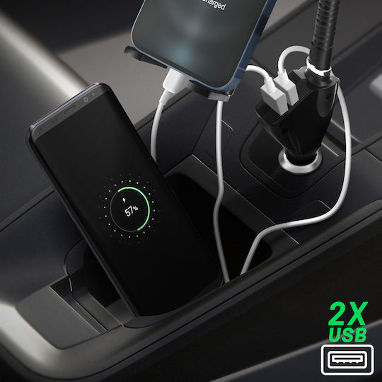 Suport pentru brichetă auto + 2 porturi USB