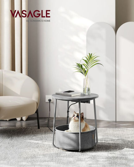 Στρογγυλό Βοηθητικό Τραπεζάκι Ξύλινο Dove Grey / Slate Grey Μ45xΠ45xΥ50εκ.