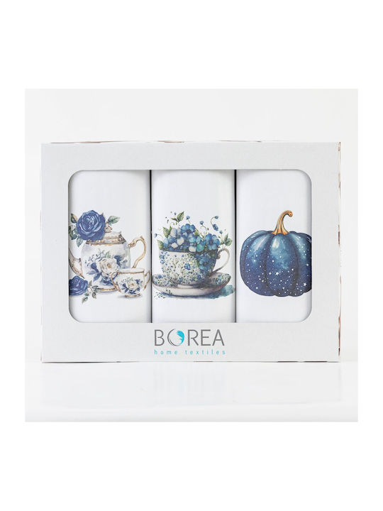 Borea Tea Towel from 100% Cotton in White Color 50x70cm 3pcs