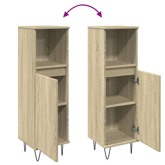 vidaXL Wall Hung Cabinet Bathroom Column Cabinet L30xD30xH100cm Sonoma