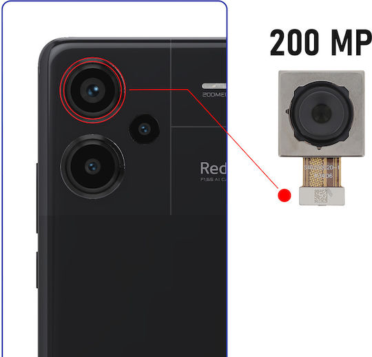 Clappio Camera Modul Redmi Note 13 Pro Pro Plus 200mp Main Sensor Black