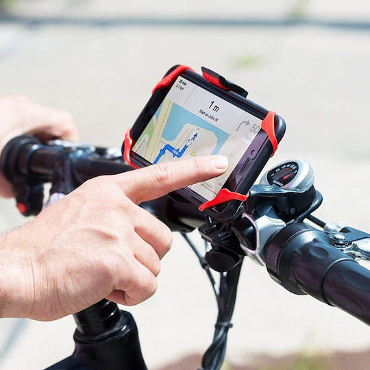 Suport Bicicletă Trotinetă Avizar Prindere Ghidon Silicon Negru Roșu