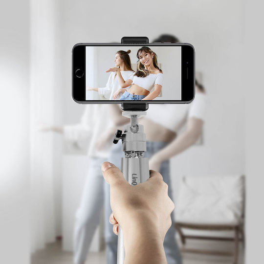 Мини статив за смартфон Метални разтегателни крачета 360° въртящ се Linq сребърен