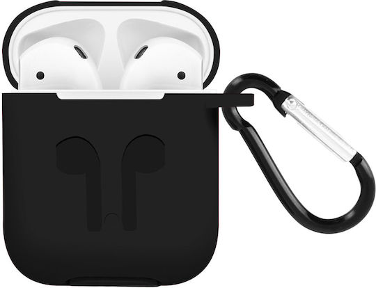 Soft Case Airpods 1 2 Anti-fingerprint Anti-scratch Carabiner Black