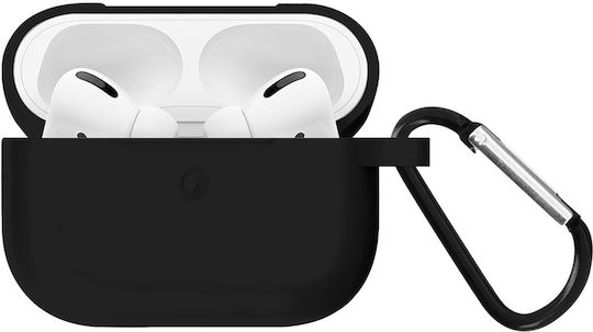 Soft Case for Apple AirPods Pro Anti-fingerprint Anti-scratch with Carabiner Black